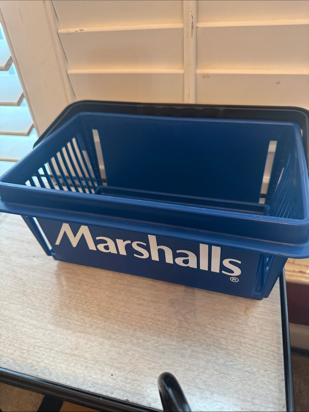 Marshalls Royal Blue Plastic Tote Basket with White Logo
